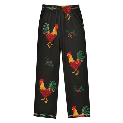 ZZXXB Cock Spruce Branch Boys Long Pants Soft Trousers Elastic Waist Kids Lounge Bottoms with Pockets S-XL2