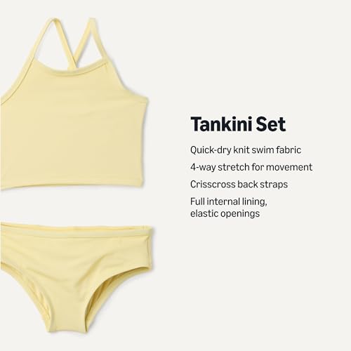 Amazon Essentials Girls' Tankini Set, Light Yellow, X-Large by Amazon Essentials - Image 2