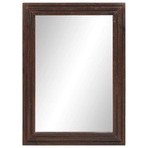 Genérico Wenjingqi Espejo de baño Madera Maciza de Mango y Vidrio 50x70 cm, Marrón 377591