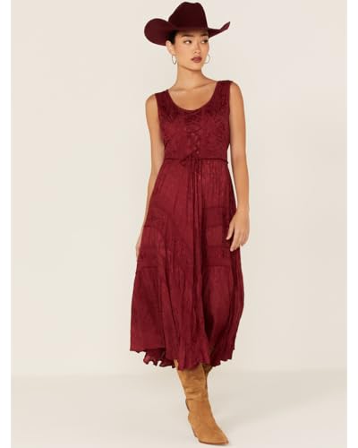 Image of Scully Ash Grey Full Length Lace-Up Front Womens Sleeveless Dress HC118
