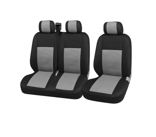 Housses de Siège Tissu Gris 2+1 pour Camion, Van, Bus – Compatibles avec Renault Trafic, Master, Peugeot Boxer, Fiat Ducato, Citroën Jumper, VW Crafter,...