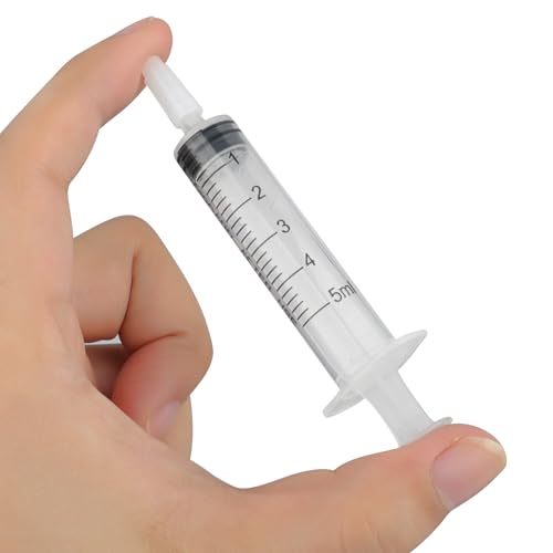 12 Stück 5 ml Spritze mit Luer Kunststoffspritze Kanüle Spritzen-Set mit stumpfen Nadeln für Nachfüllen Messen Öl Klebstoffapplikator Flüssigkeiten Füttern von Haustieren wissenschaftliche Labors