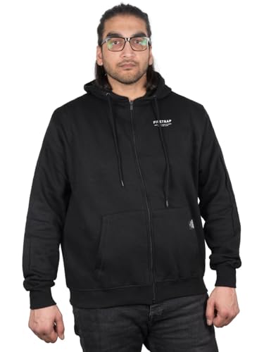 Firetrap Mens Hoodie Zip Up Plain Fleece Sweatshirt Polycotton Full Zip Gym Jacket Top with Hood – Casual Outdoor Fitness Zipper Hoody for Men Black L - Image 3