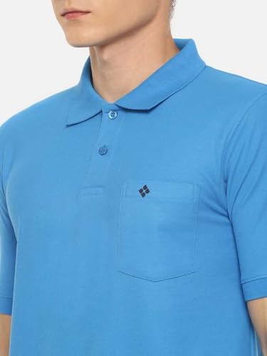 Image of Dollar Men's Pack of 1 Solid Cotton Blend Polo Neck T-Shirt