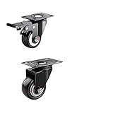 1.5-inch Casters, A Set of 4 Black Industrial Heavy-Duty with Brakes, Locking for Furniture and Work Carts(2 Universal 2 Brake)