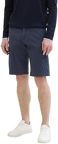 TOM TAILOR Herren 1040226 Relaxed Fit Cargo Shorts, 34672 - Navy Structure Print, 28