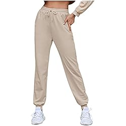 Ropa Casual Para Trabajar Pantalones deportivos suaves y elásticos para mujer, ligeros, con bolsillos, pantalones para mujer, estilo casual, amarillo, M