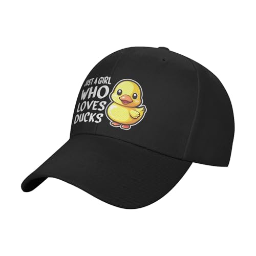 Just A Girl Who Loves Ducks Fashionable Casquette Hat Breathable Adjustable Strap for Comfort Style Black