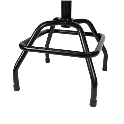 Image of Performance Tool W85011 Pneumatic Swivel Bar Stool with Back Support, 360-Degree Swivel, Heavy Duty Steel Frame, Black