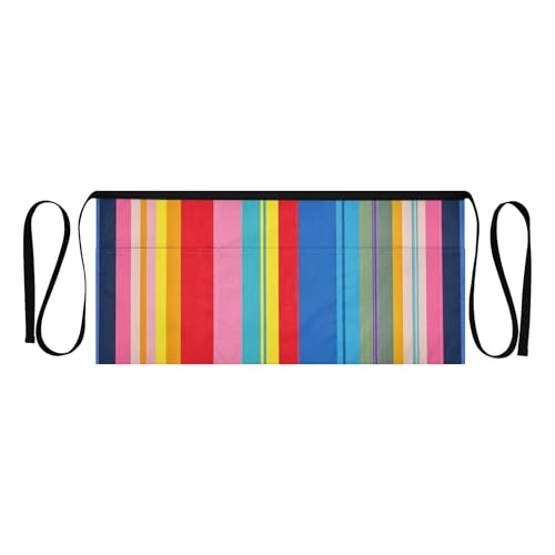 FASHON&FASCIN Server Apron with Pockets Waist Aprons Half Waitress Apron Striped Design for Gardening Restaurant,Multi30