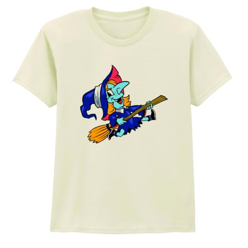 Witch Flying Broom Halloween Kids Graphic T-Shirt Spooky Cos