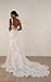 Memphty White Spaghetti Straps Mermaid Tulle Wedding Dresses Lace Applique Slit Bridal Gowns with Train for Bride