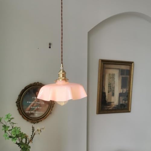 Lámparas colgantes de latón rosa e iluminación de techo de cristal francés 6