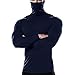 Men's Thermal Compression Shirts Hoodie with Mask, Long Sleeve Winter Sports Base Layer Top, Active Running Shirt Navy