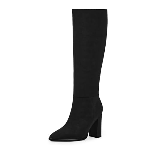 Image of Easyfox Knee High Boots for Women Pointed Toe Chunky Heel Tall Boots | Side Zipper,Insole Cushioning Foam Tall boots,Fall Spring Winter Fashion Dress Boots,Evening Bridal office Long Boots