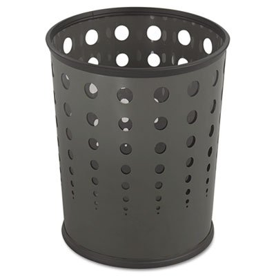 Bubble Wastebaskets, 6 gal, Steel, Black