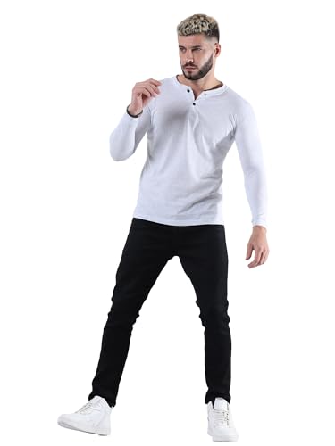 Image of fanideaz Mens Premium High Neck Henley T Shirts for Men Branded Full Sleeve Shirt for Men in Pure Cotton Casual & Formal Wear