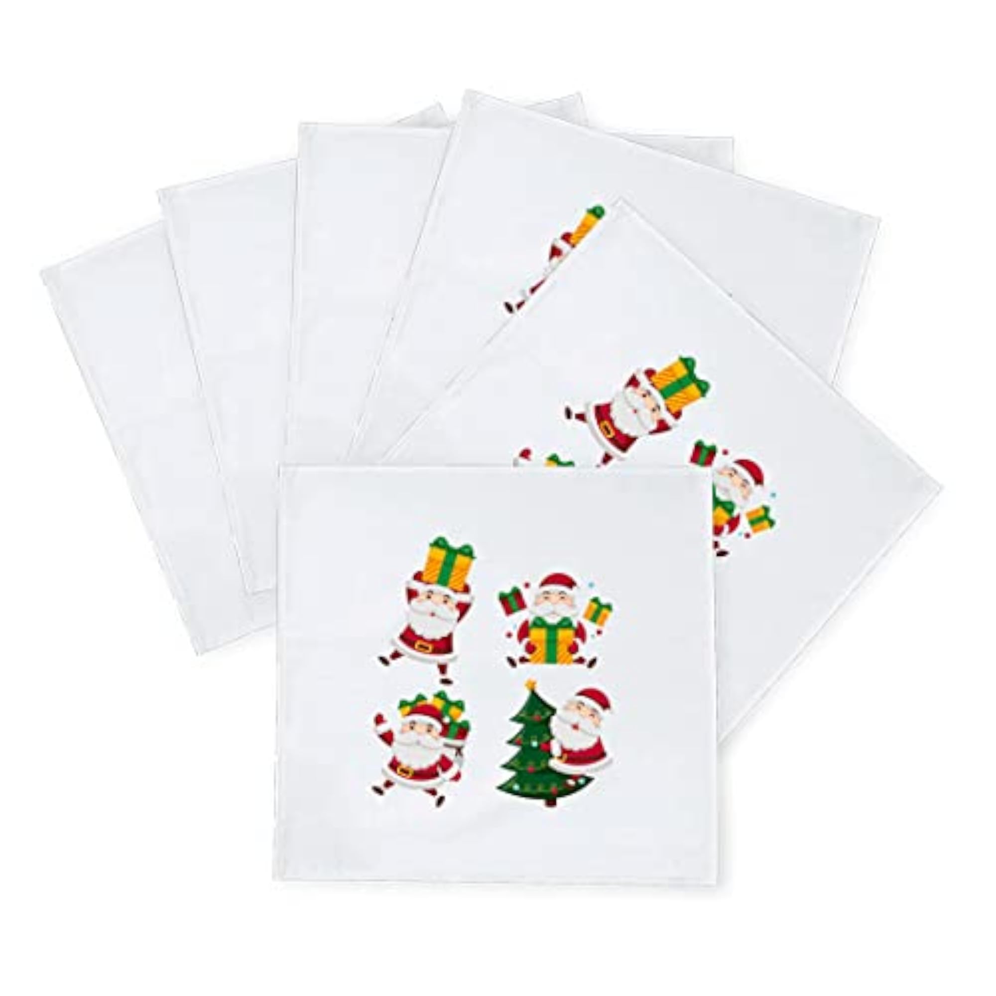 6 Pcs Christmas Theme Silk Table Napkins for Holiday Decoration
