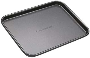 Master Class KCMCCB14 Crusty Bake Perforated Pizza Tray with PFOA Non Stick, Robust 1 mm Carbon Steel, 32 cm, Grey & MasterClass Non-Stick Baking Tray, Carbon, Grey, 24 x 18cm