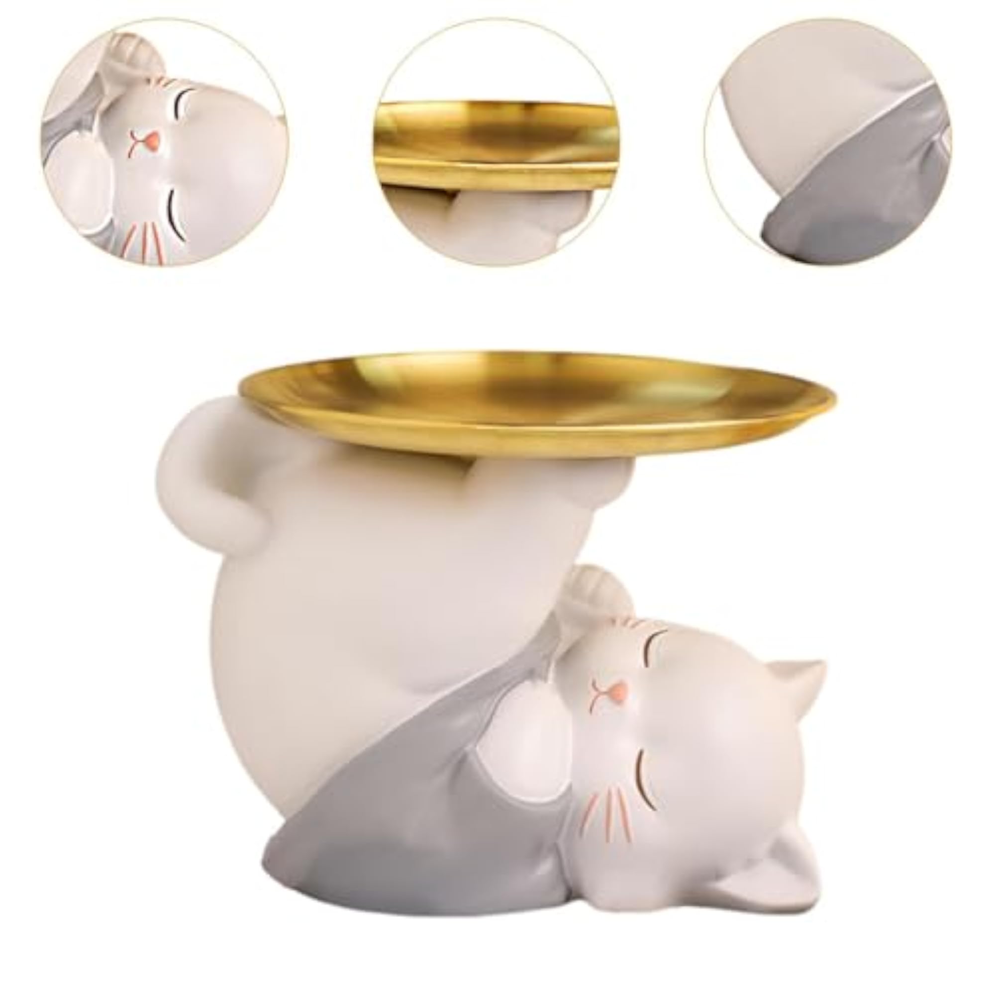Resin Cat Statue with Tray