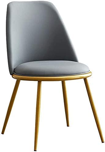 Chaise de salle à manger grise anti-rayures avec dossier confortable et piétement doré