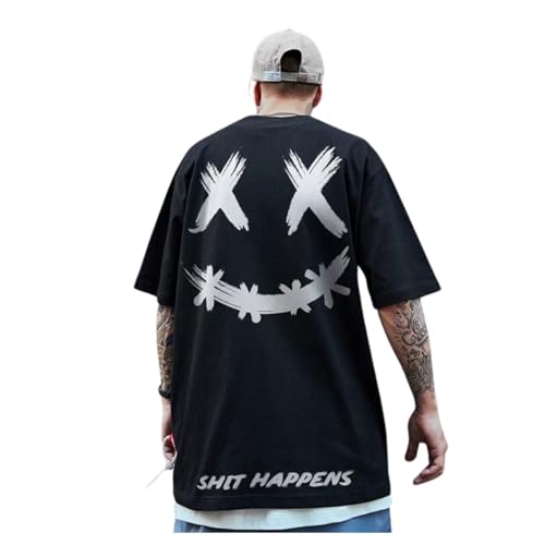 メンズ Tシャツ 大きいサイズ バッド ニコマーク バックプリント 半袖 ストリート系 おしゃれ ゆったり カジュアル クルーネック 通気性 個性 (2XL, ブラック ニコ)の商品画像（Amazon）
