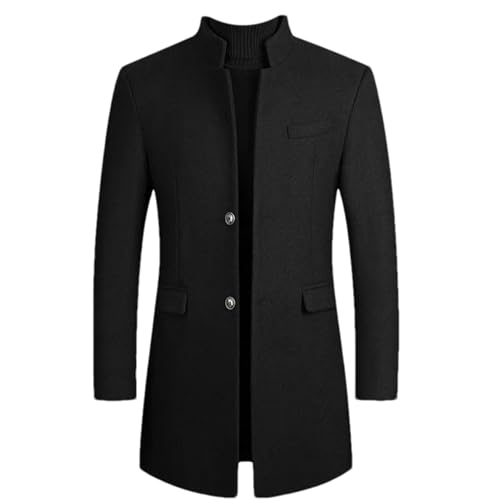 Manteau long homme pour aller au bureau veste col montant noire S