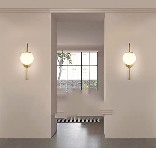 Lámpara de pared de creatividad moderna E27 con sombra de vidrio redonda para casa 4