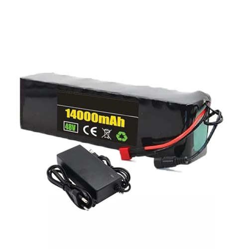KOQAWSC Batería de Bicicleta eléctrica de 48 V 14 Ah, batería de Litio de 48 V, con Cargador de 54,6 V 2 A + Conector T, for Kit de conversión de Bicicleta eléctrica de 200 W, 250 W, 350 W y 500 W