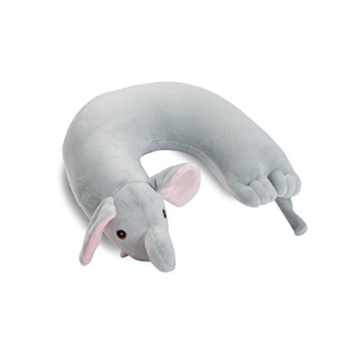 Critter Piller Kid's Travel Buddy and Comfort Pillow, Hypoallergenic, Machine Washable, Grey Elephant