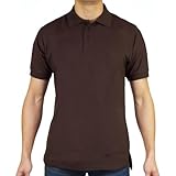 Access Men's Short Sleeve Classic Uniform Pique Polo Shirt (Brown, X-Large)