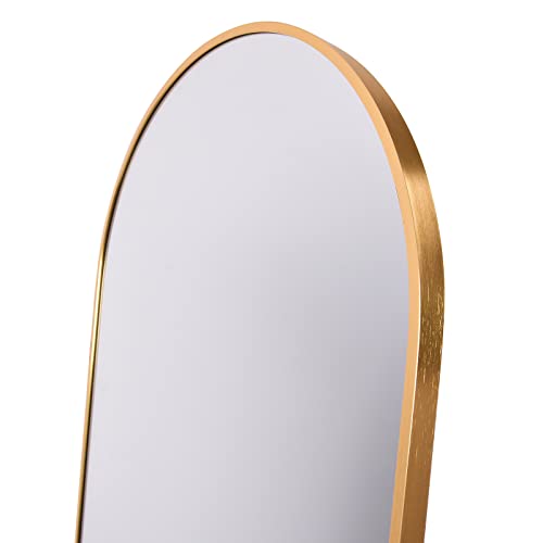 Koonmi 64"X21" Arched Full Length Mirror Standing Hanging Or Leaning Wall-Mounted Floor Body Vanity Mirror With Aluminum Alloy Frame For Living Room And Bedroom, Gold #TOP3