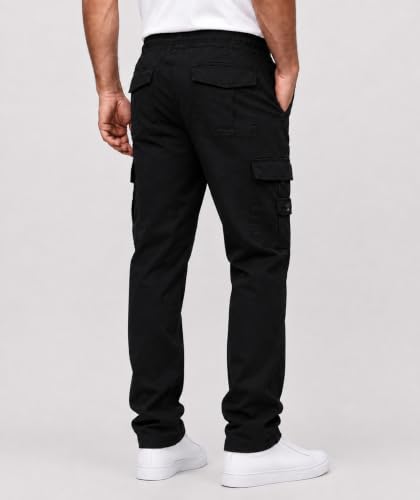 Image of DEELMO Cargo Pant for Men | Cotton Cargo's Pant | Men's Cotton Cargo Trousers | Elastic Drawstring Waist Straight Fit | Comfortable Breathable Cargos for Casual to (Available in Pluse Size)