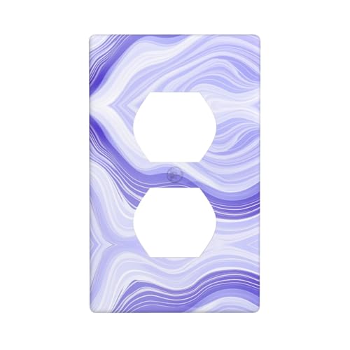 Phayah Placa de pared dúplex con patrón de ondas azules y moradas, tamaño estándar, policarbonato termoplástico, cubiertas de enchufe dobles