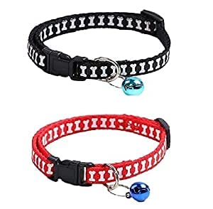 SR VISION Cute Bone Print Neck Collar Belt with Small Bell and Adjustable Buckle for Cat and Kitten - Multicolor (Pack of 2) (B0BQHNZZPN) Amazon Price History, Amazon Price Tracker