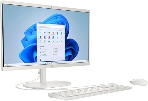 Image of HP 22 inch FHD All-in-One Desktop Computer | Intel Dual-Core CPU | 16GB DDR4 RAM, 512GB PCIe SSD | WiFi 6, Bluetooth 5.3, RJ45 | Anti-Glare | Intel UHD Graphics | USB-C 5Gbps Port | Wired KB & Mouse