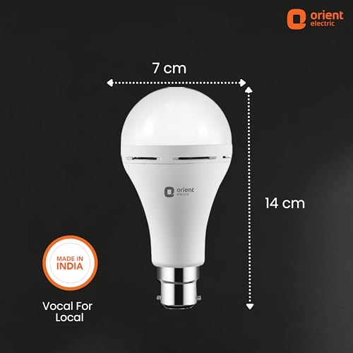 Image of Orient Electric 12W Rechargeable Emergency LED bulb| Inverter Bulb for home | Up to 4 kV surge protection| 6500K, Cool White, B22d base| Over charging Protection| Pack of 3