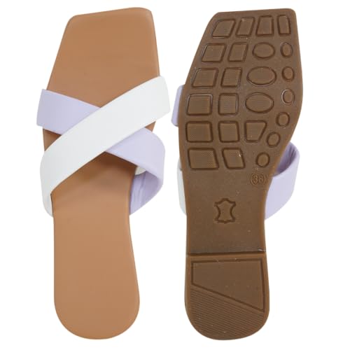 Image of TIGER COLLECTIONS Women's Flat Cross Strap Slippers | Comfortable Open Toe Casual Slip-On Sandals | Lightweight Anti-Skid Daily Wear Fashion Flats for Women & Girls