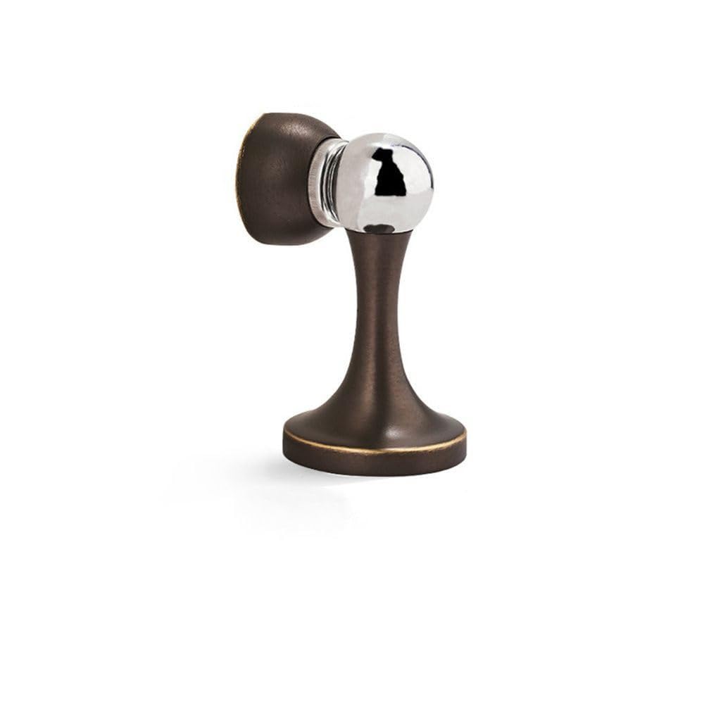Receptor de puerta de latón con fuerte succión magnética, fuerte succión de pared, para puerta de dormitorio, anticolisión, de cobre puro, color café, 75 x 42 mm