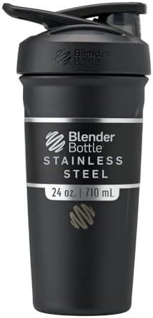 BlenderBottle Sport Flip Stainless Steel Shaker Bottle 24 oz Black
