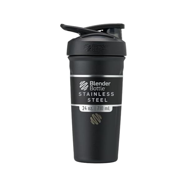BlenderBottle Sport Flip Stainless Steel Shaker Bottle 24 oz Black