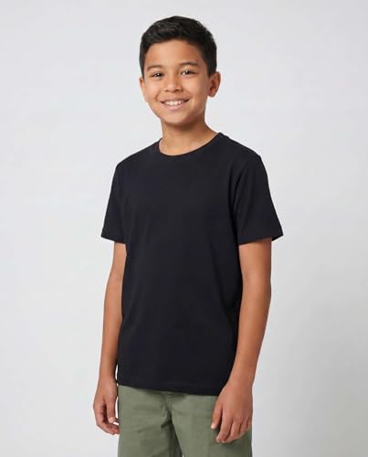 Image of 5 Pack Boys' Cotton T Shirts Crew Neck Plain Short Sleeve Tops Kids Teens