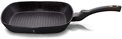 28cm Colorful Square Grill Pan Fry Frying Marble Non Stick Griddle Steak Kitchen Induction Appliances (Red with Lid)