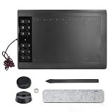 Graphics Drawing Tablet with 8192 Levels Pressure Sensitivity, 233PPS Report Rate and 5080 LPI Resolution, Electromagnetic Pen for Digital Art on Desktop Laptop Android