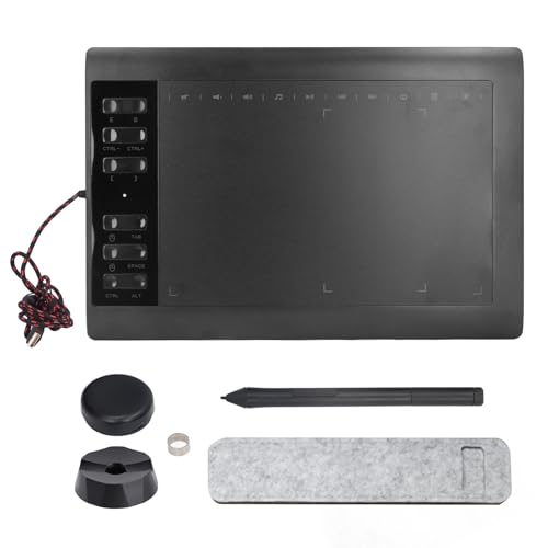 Tableta gráfica de dibujo con velocidad de lectura de 233 PPS, resolución de 5080 LPI, sensibilidad a la presión de 8192 niveles, teclas de acceso rápido personalizables, plug and play, ideal para artistas e ilustradores (Negro) miniatura 6