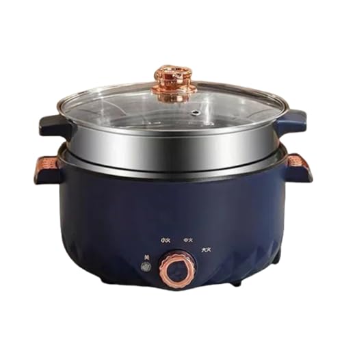 Aeroor 便利な多機能鍋 炊飯器 3.0L大容量 一人用 必需鍋セット 小鍋 電気炊飯器 多機能鍋セット 二層蒸し層 温度調節機能 洗える (ブルー,二重層)
