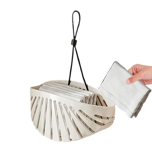 Soporte de esponja para fregadero de cocina, soporte de esponja para organizador de fregadero - Fregadero jabonera en forma de concha | Portacepillos para cesta de fregadero con cordón, organizador de