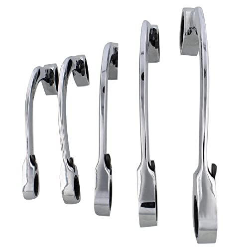 Abn Double Box Ratcheting Wrench Set - 5Pc Half-Moon Shaped Metric Wrench Set Double Ended Wrench Set From 10 To 22Mm #TOP6