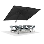 PURPLE LEAF 3 X 4 M Garden Cantilever Parasol, Large Rectangle Patio Umbrella with Crank Handle and Tilt for Balcony and Outdoor, Grey