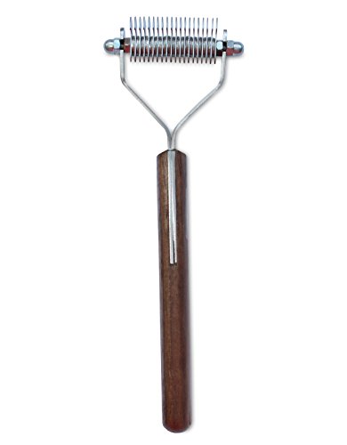 Mars Coat King Blunt Dematting Undercoat Grooming Rake Stripper Tool for Dogs and Cats, Stainless Steel with Wooden Handle, Made in Germany, 20-Blade